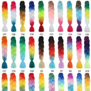 人工毛エクステンション,ツイスト編組,レインボーボックス編組,事前に伸ばされた,3トーン,オンブルカラー,24インチ