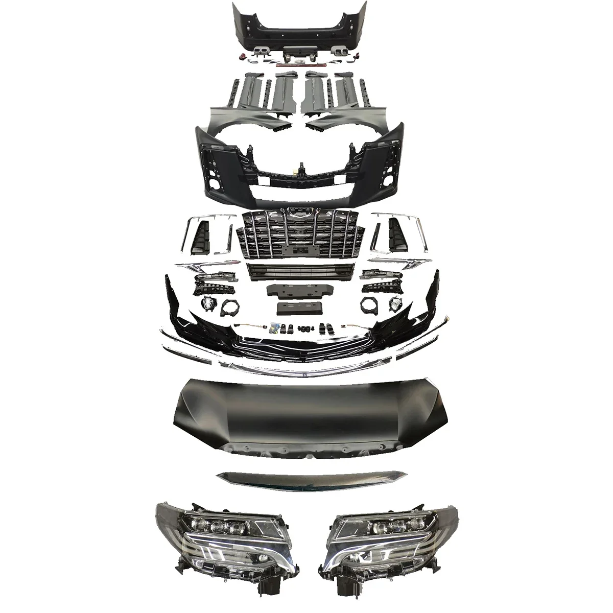 

Newly designed best-selling body kit Toyota Alpha 30 series 2008-2014 modified to 2021 SC models with bumper headlights