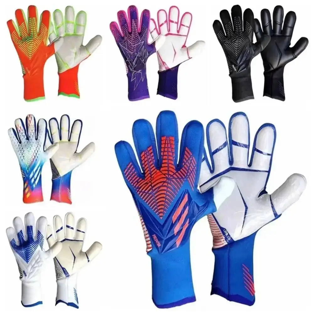 1Pair Thick Latex Goalkeeper Gloves Anti-slip Finger Protection Football Soccer Gloves Adults Kids Breathable Goalie Gloves