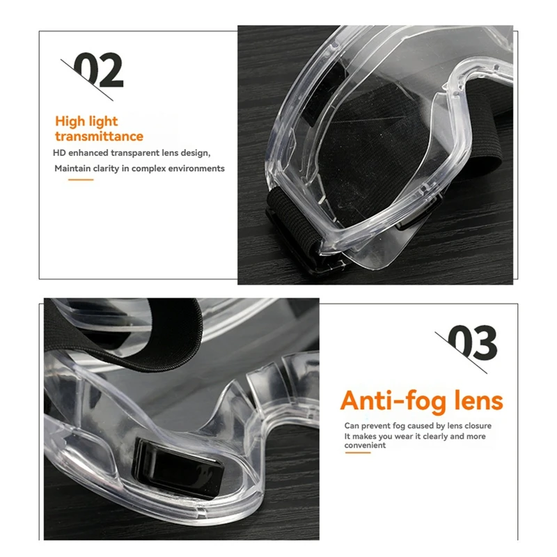 6PCS Safety Goggle Anti Splash Dust Proof Work Lab Eyewear Eye Protection Industrial Safety Glasses Clear Lens