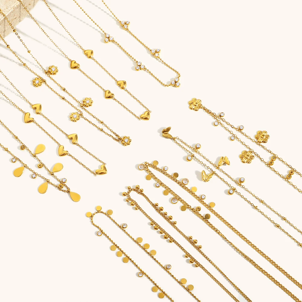 لا. Muses الزركون فراشة الحب زهرة حبة قلادة الفولاذ المقاوم للصدأ المرأة قلادة PVD مطلي متعدد نمط الأزياء والمجوهرات هدية #2