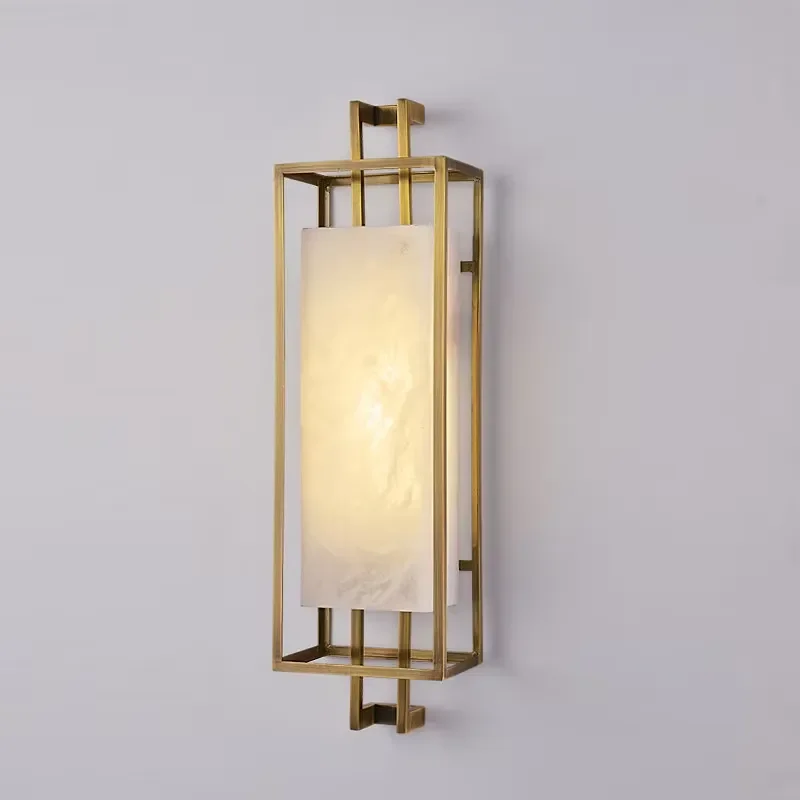 New Chinese style wall lamp living room TV background wall Chinese style modern stairs bedroom pure copper marble bedside