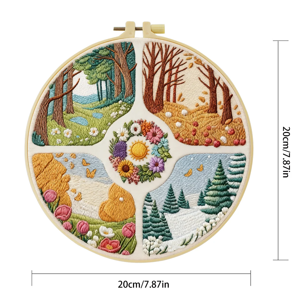 1 Stück 20X20CM/15X15CM 7,87/6,3 Zoll Vier Jahreszeiten Stickerei Starter-Kit DIY-Kit DIY-Stickerei-Set Handarbeiten Malerei – Detail 3