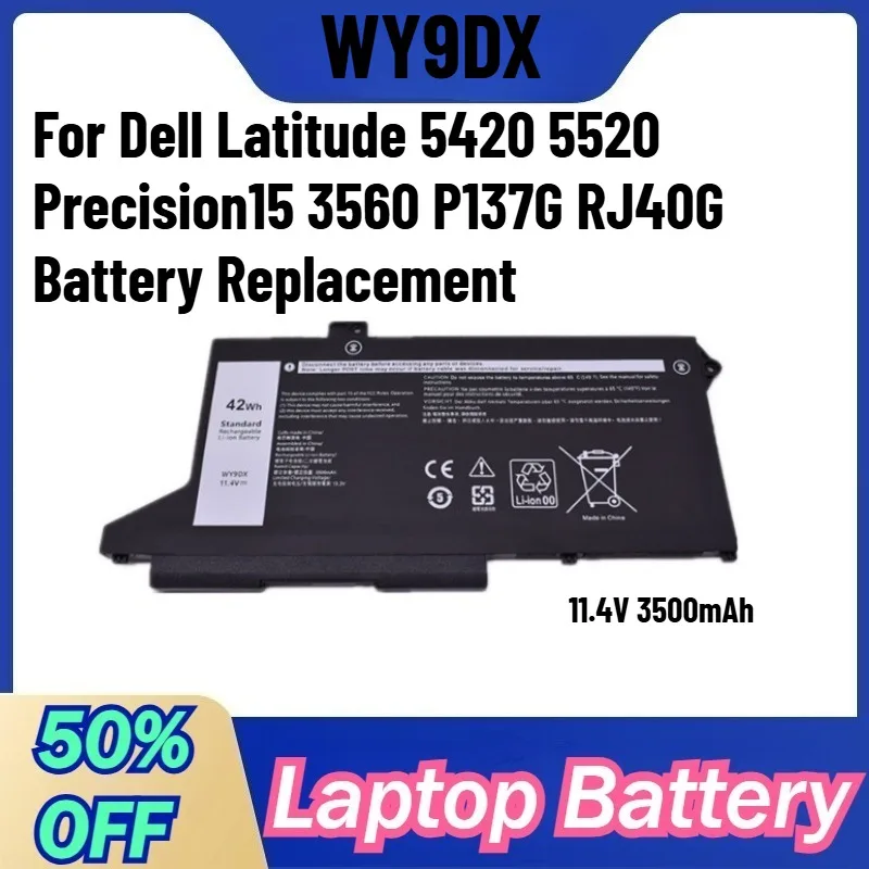 

High - Quality WY9DX 11.4V 3500mAh Battery for Dell Latitude 5420 5520 Precision15 3560 P137G RJ40G Battery Replacement