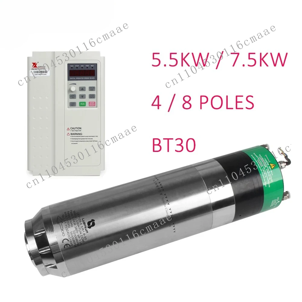 

5.5KW 7.5KW 4 Pole 8 Pole ATC Automatic Tool Change AUTO Water Cooled BT30 Spindle Motor 220V / 380V for Metal CNC Router Kit