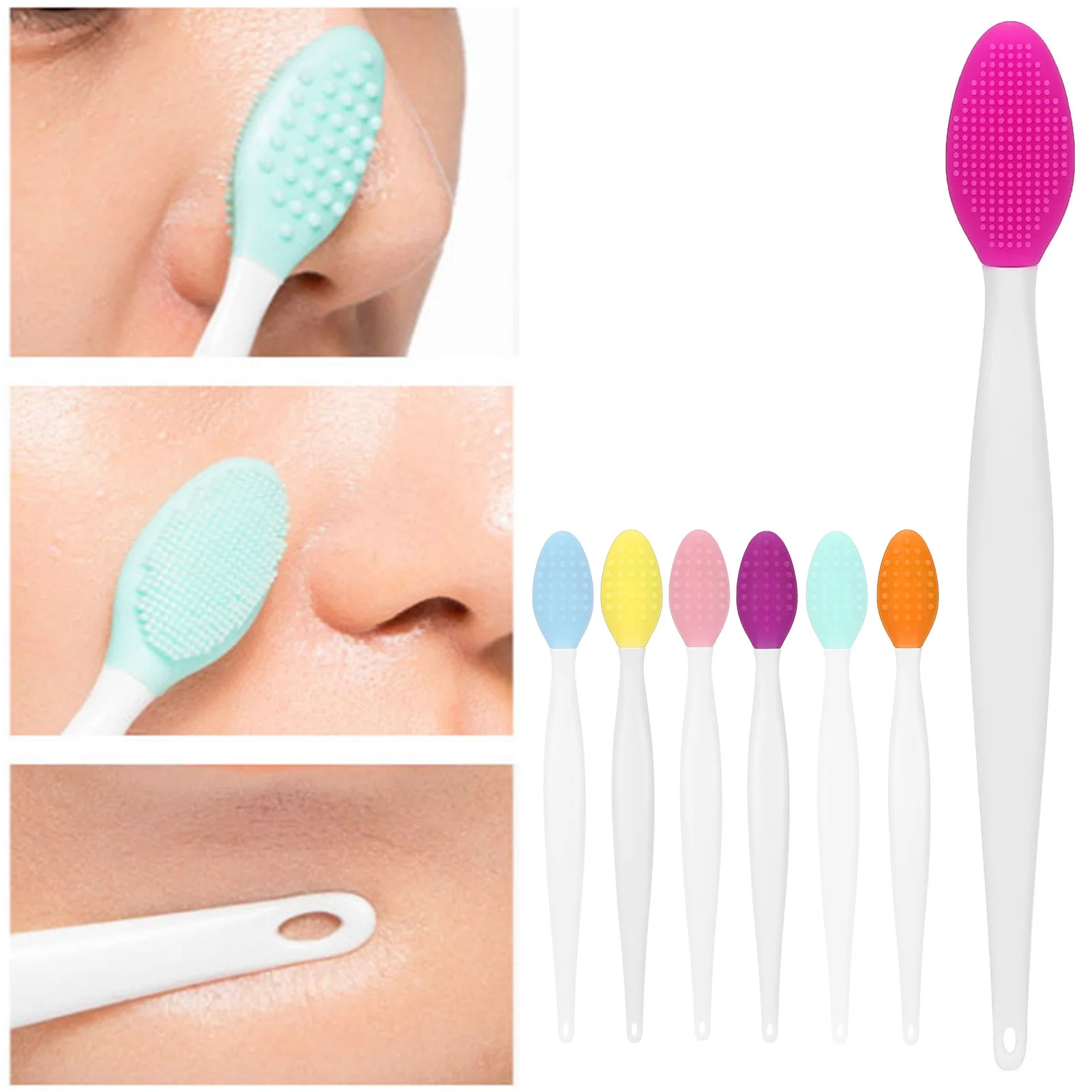 1PC Beauty Skin Care Wash Face Silicone Brush Exfoliating Nose Clean Blackhead Removal Brushes Tools With Replacement Head