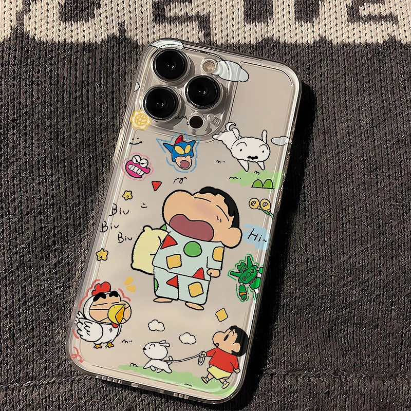 New Pajamas Shin Chan Kawaii Shockproof Transparent Phone Case for IPhone 16 15 14 13 12 Pro Max Plus Anime Cartoon Back Cover