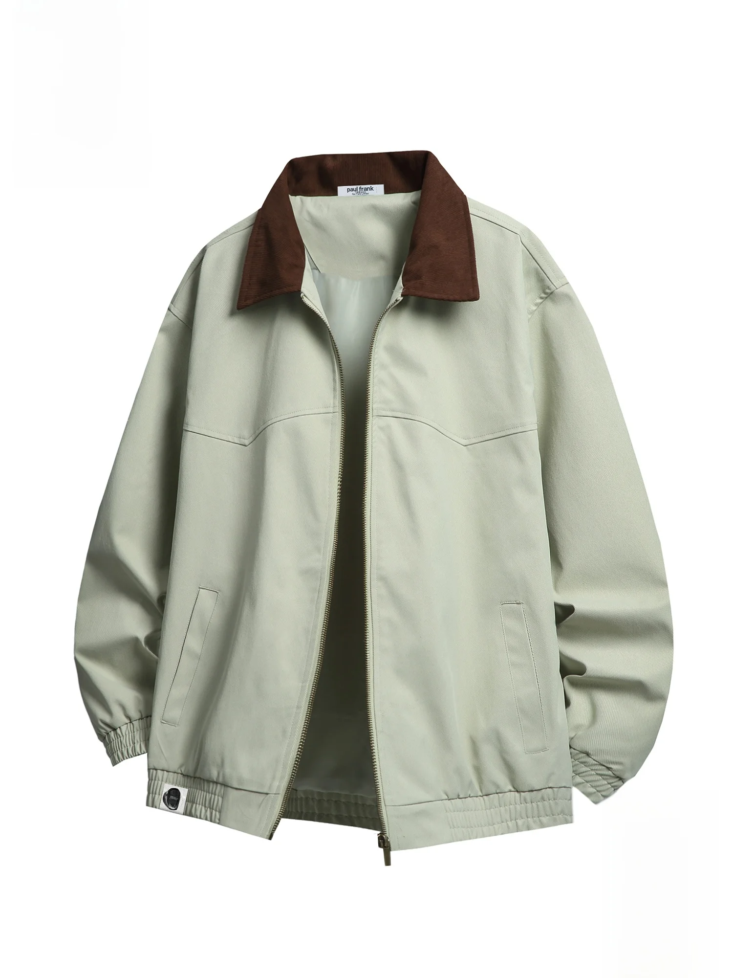 

PaulFrank M Long Sve Zipper Casual Jaet with Patchwork Color Collar Spring Leisure Workwear Coat Large Mouth Monkey