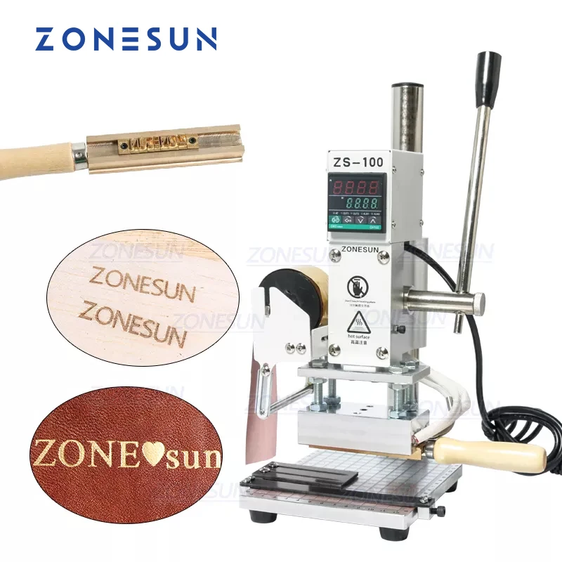 

ZONESUN машина для горячего тиснения фольгой ручной бронзирующий рембоксирующий станок для бумажника, кошелька, ПВХ карт, кожаной бумажной сумки