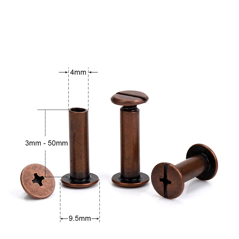 10pcs Carbon Steel Binding Chicago Screws Nail Studs Rivets for Photo Album Calendar Recipes Menu Belt Wallet Fasteners