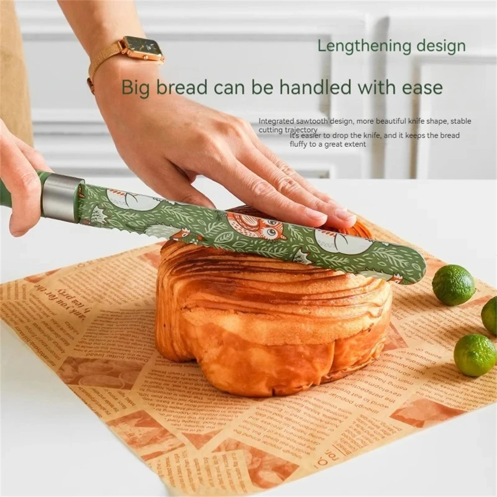 Profesional Stainless Steel Bread Knife Baking Wavy Pattern Serrated Knife Food Bread Cheese Cake Kitchen Knife Knife Tool ﻿