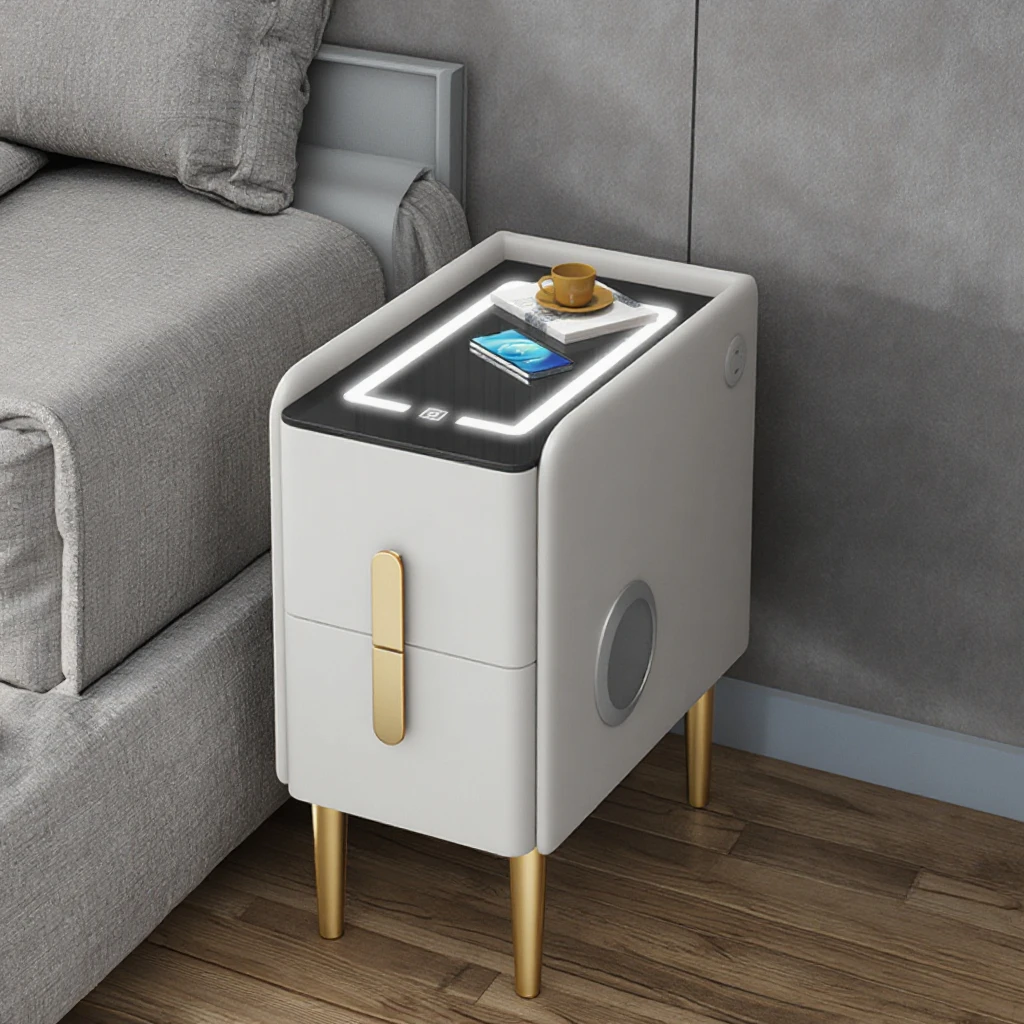 الحديثة 30 سنتيمتر منضدة ضيقة تخزين ذكي عالية الشعور ضوء فاخر بسيط جديد لوحة غرفة نوم خزانة بجانب السرير الميزات #2