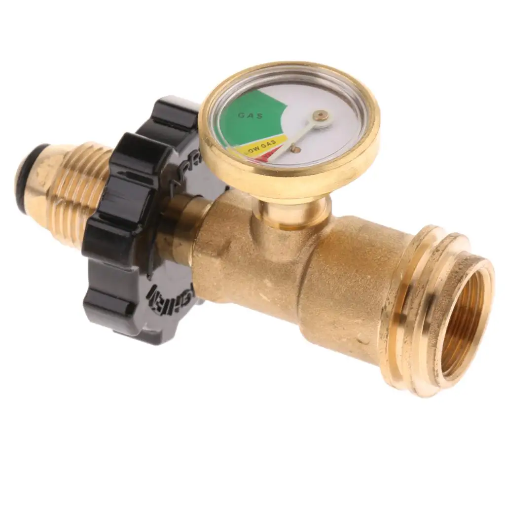 

Переходник для баллона с пропаном, преобразуйте фитинг POL на ACME/QCC, латунь с указателем газа