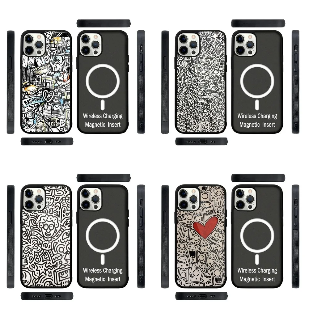 

graffiti-art Mr doodle Phone Case Strong Magnetic For IPhone 15,14,13,Pro,Max,Plus,11,12,Mini For Magsafe Wireless Charging