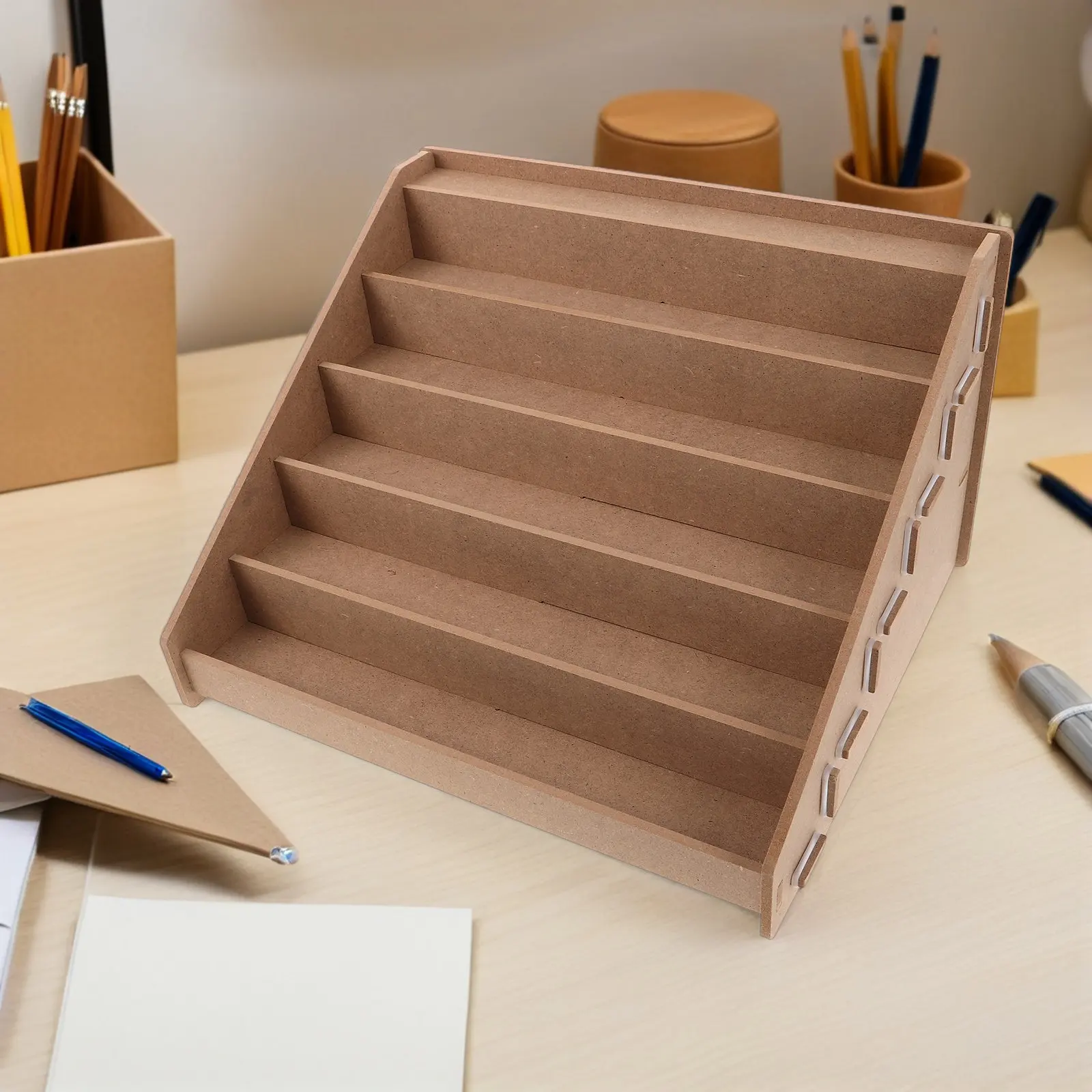 

Wooden Paint Storage Rack 5-Tier for Craft Paints Pigments Brushes Oil Watercolor Supplies Organizer Painting Station Shelf