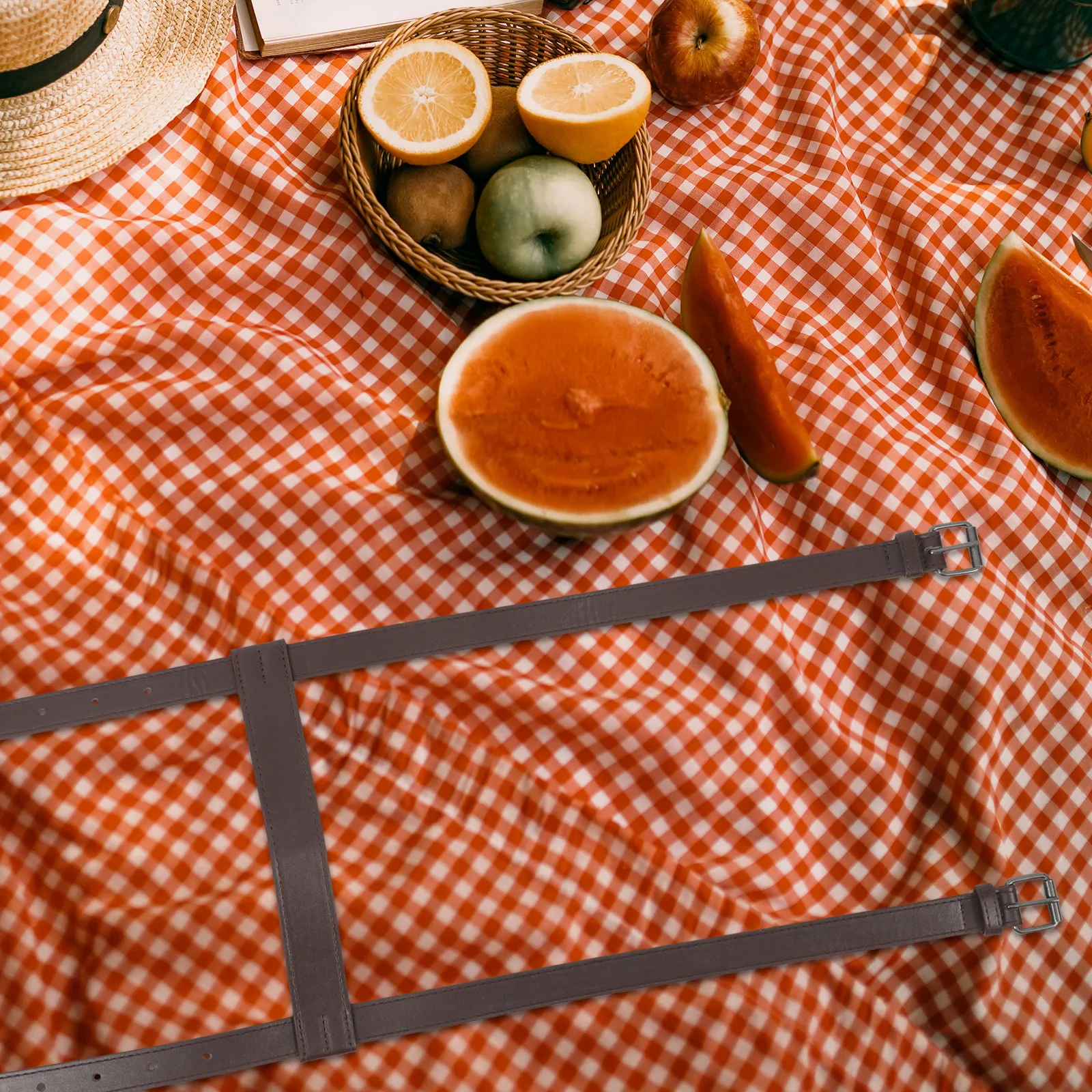 

PU Outdoor Blanket Strap Picnic Mat Camping Rug Roll Adjustable Portable Lightweight Multipurpose Travel Use