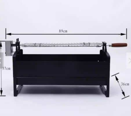 Movable Trolley Outdoor Electric Rotary Charcoal Grill  Portable Family Camping Stainless Steel Grill  With a Fish Grill