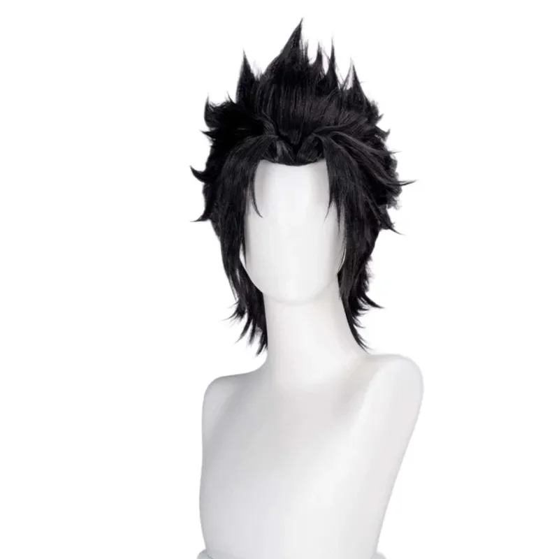 Le Cool Men Zackk Fair Cosplay Wig Heat Resistant Synthetic Short piky Black Hair Adjustable Cap For Game Cos Halloween Pa TU8] view 3