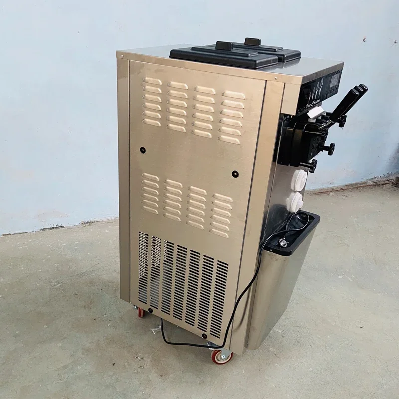

Commercial Ice Cream Maker With 5.8L*2 Hoppers, 3 Flavor sSoft Serve Machine 1600W Soft Ice Cream Machine With LCD Panel