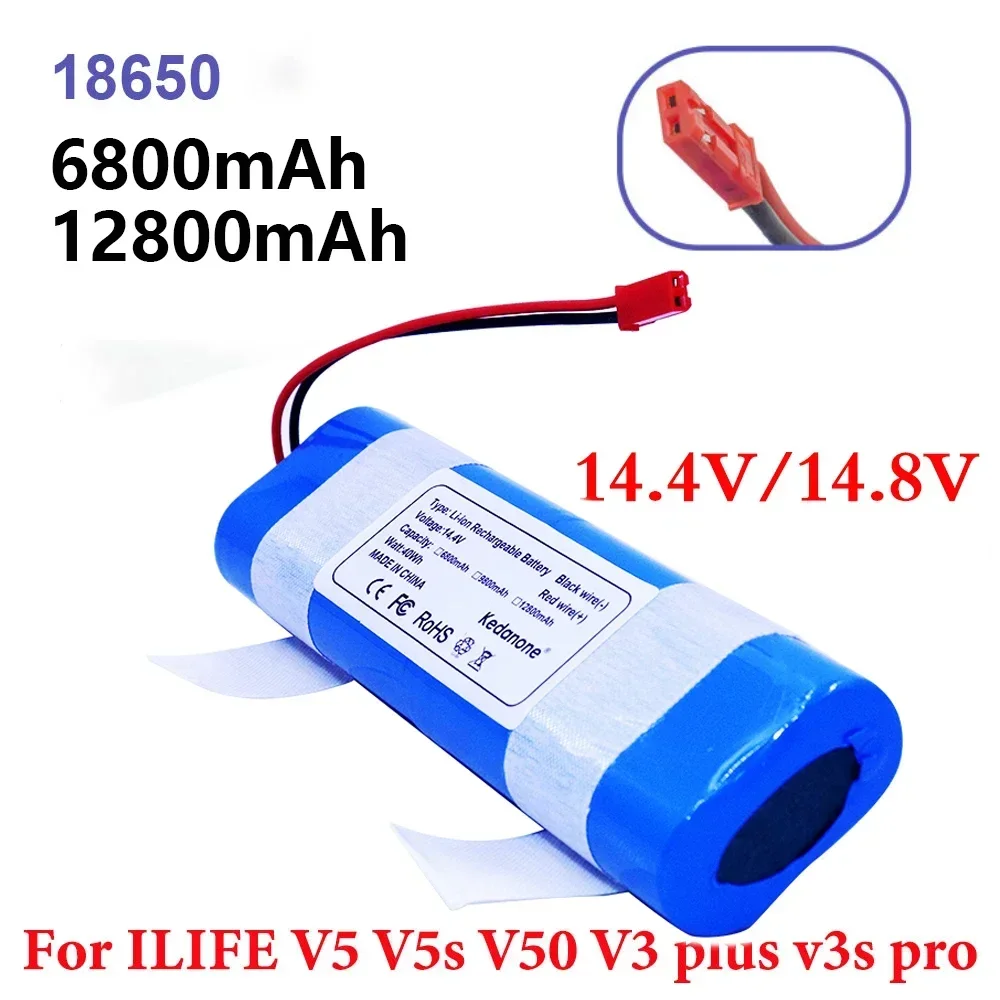 14.8V 12800mAh high quality Battery For ilife V50 V55 V8s V3s Pro V5s Pro V8s X750 Robot Vacuum Cleaner Battery