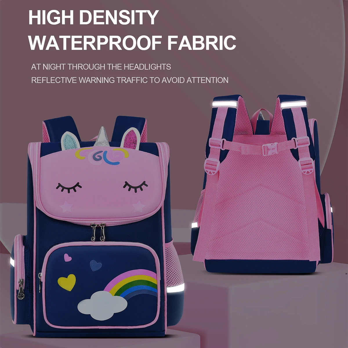 Mochila escolar para niños y niñas de 6-12 años, morral de hombros, unicornio de 1-6 grados, novedad