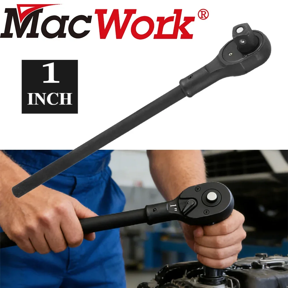 

1 Inch Heavy Duty Drive Ratchet Square Head Reversible Quick Socket Wrench Medium Lengthened Auto Repair Tool