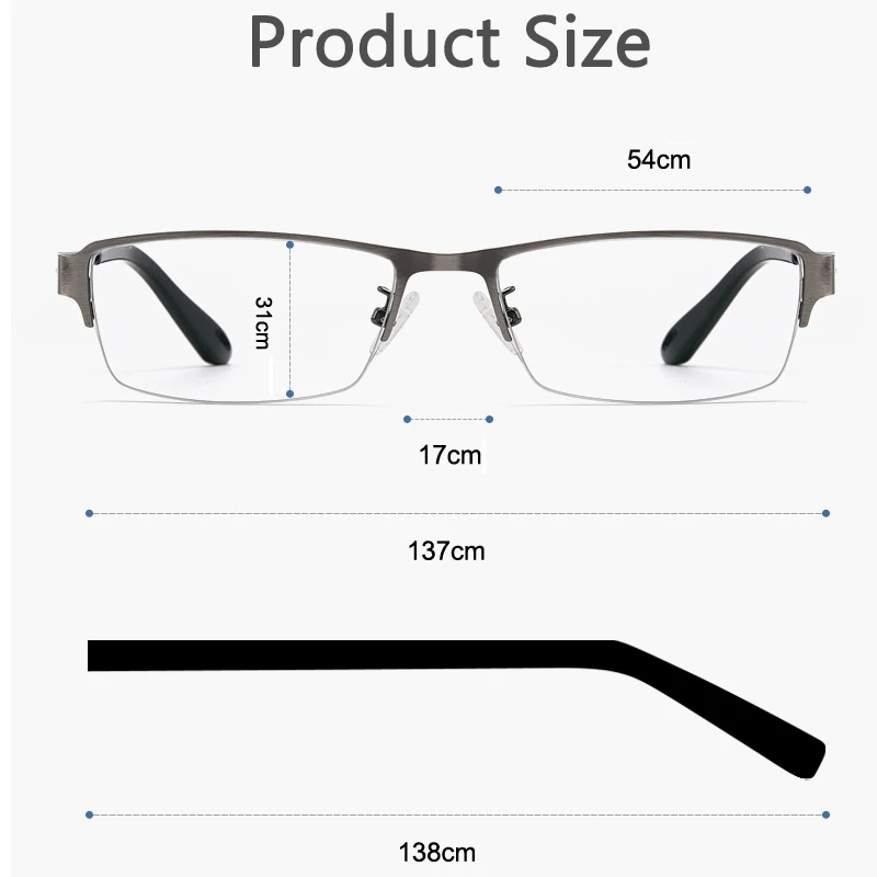 Automatisch Anpassende Photochrome Multifokale Lesebrille für Herren Progressive Anti-Blaulicht Geschäftsbrille Halbrahmen +4.0 – Detail 6