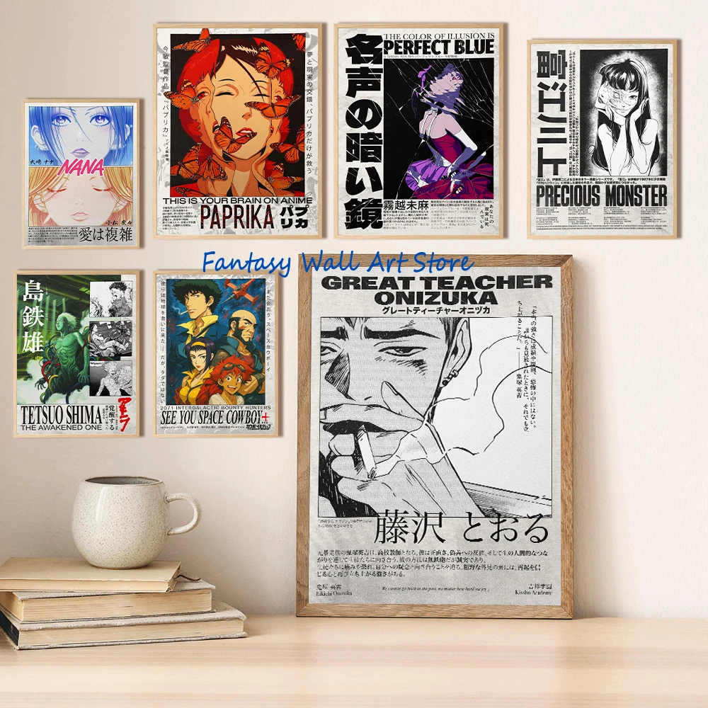 90s Vintage Manga Anime Junji Ito Horror Anime Girl Wall Art Japanese Retro Style Poster Canvas Painting Wall Picture Home Decor