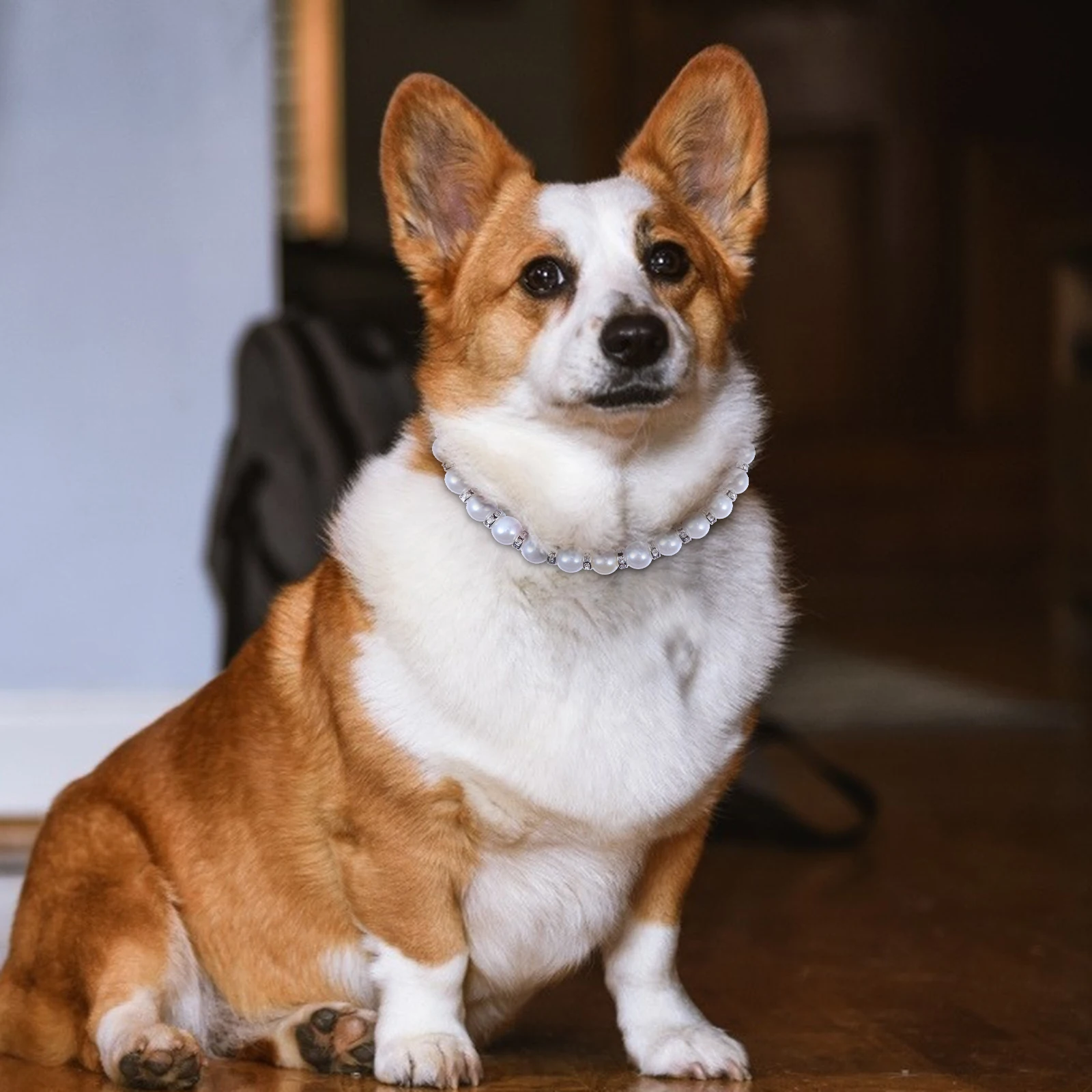 

Pearl Adjustable Clasp Ribbon Bow Pet Collar With Ribbon Imitation Pearls Necklace for Cats Dogs Pet Supplies Dog Collars