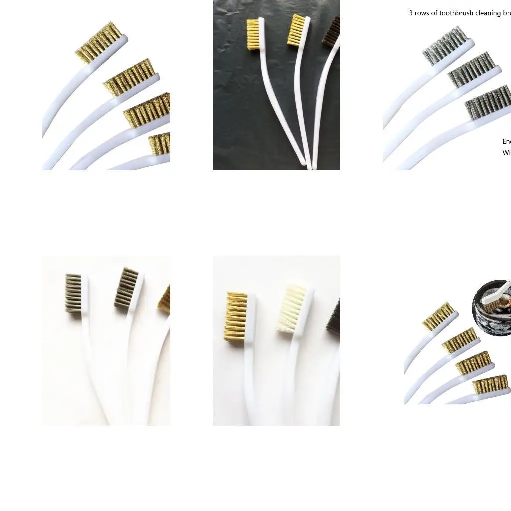 

652F Copper Plated Brush For Industrial Devices Surface-Inner Polishing Grinding Cleaning Brush 3 Row Wire Brush Rust Remover