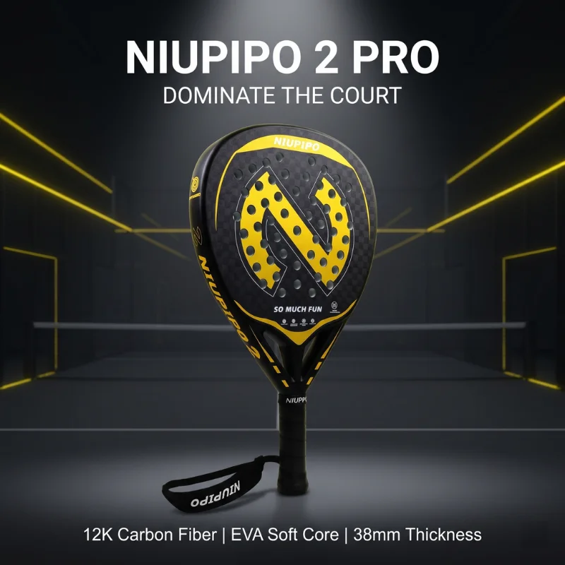 NIUPIPO Padel Paddle 12K Premium Carbon Fiber Face Teardrop Shape Padel Optimal Spin & Control for Professional Tournament Grade