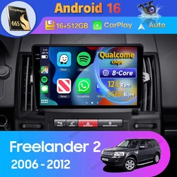 Android 16 Car Radio For Land Rover Freelander 2 2006 - 2012 Carplay Auto DSP Multimedia 360 Camera 2 Din BT Video Player Stereo