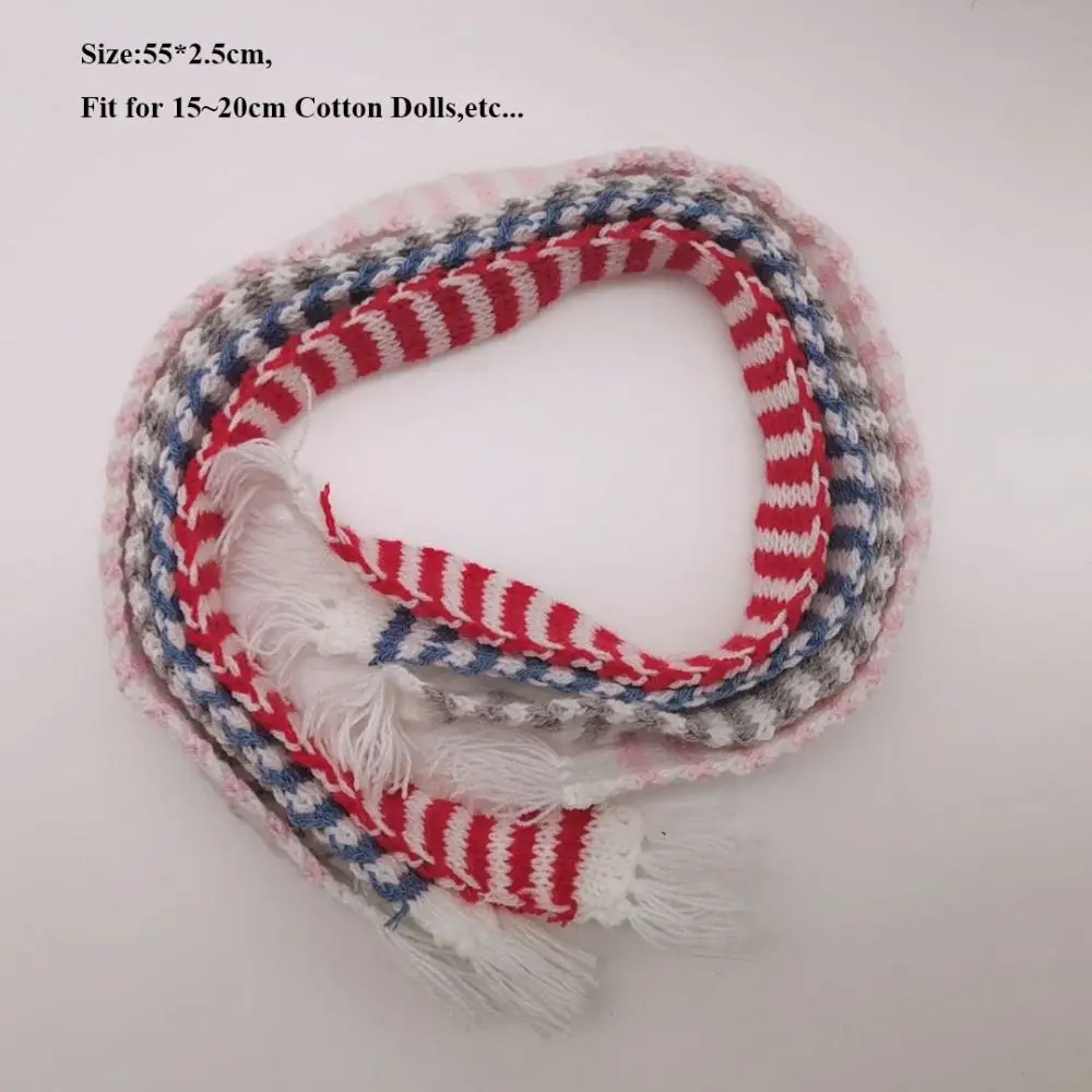 Sciarpa lavorata a maglia per bambole multicolori in miniatura fatta a mano Sciarpe invernali carine Abbigliamento casual Accessori per bambole per bambole in cotone da 15 ~ 20 cm