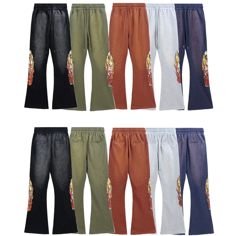 Fashion Brand WDW Sweatpants Multi-element Classic Flame Print Cotton Casual Pants WHO DECIDES WAR Trousers