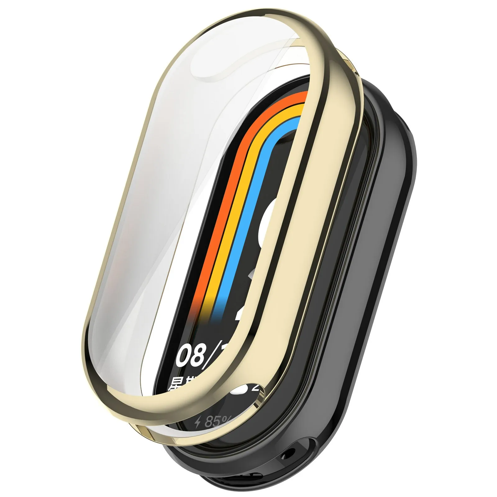 

Для Xiaomi Smart Band 10/10 NFC чехол для часов с гальваническим покрытием, полностью обернутый чехол из ТПУ - светло-золотой