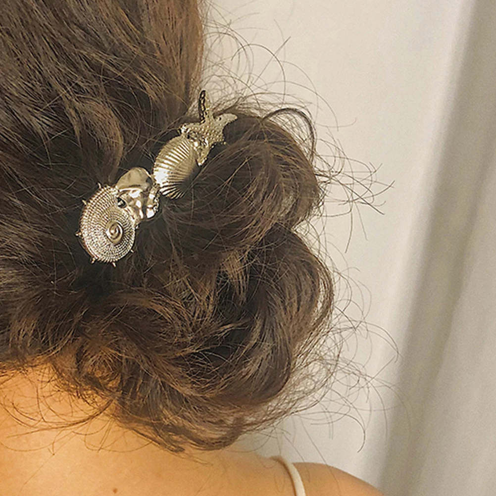 2 قطعة مقاطع الشعر شل الذهبي النساء المشابك إكسسوارات فتيات ملابس يومية أنيقة هدايا عيد الميلاد دبابيس الشعر #4