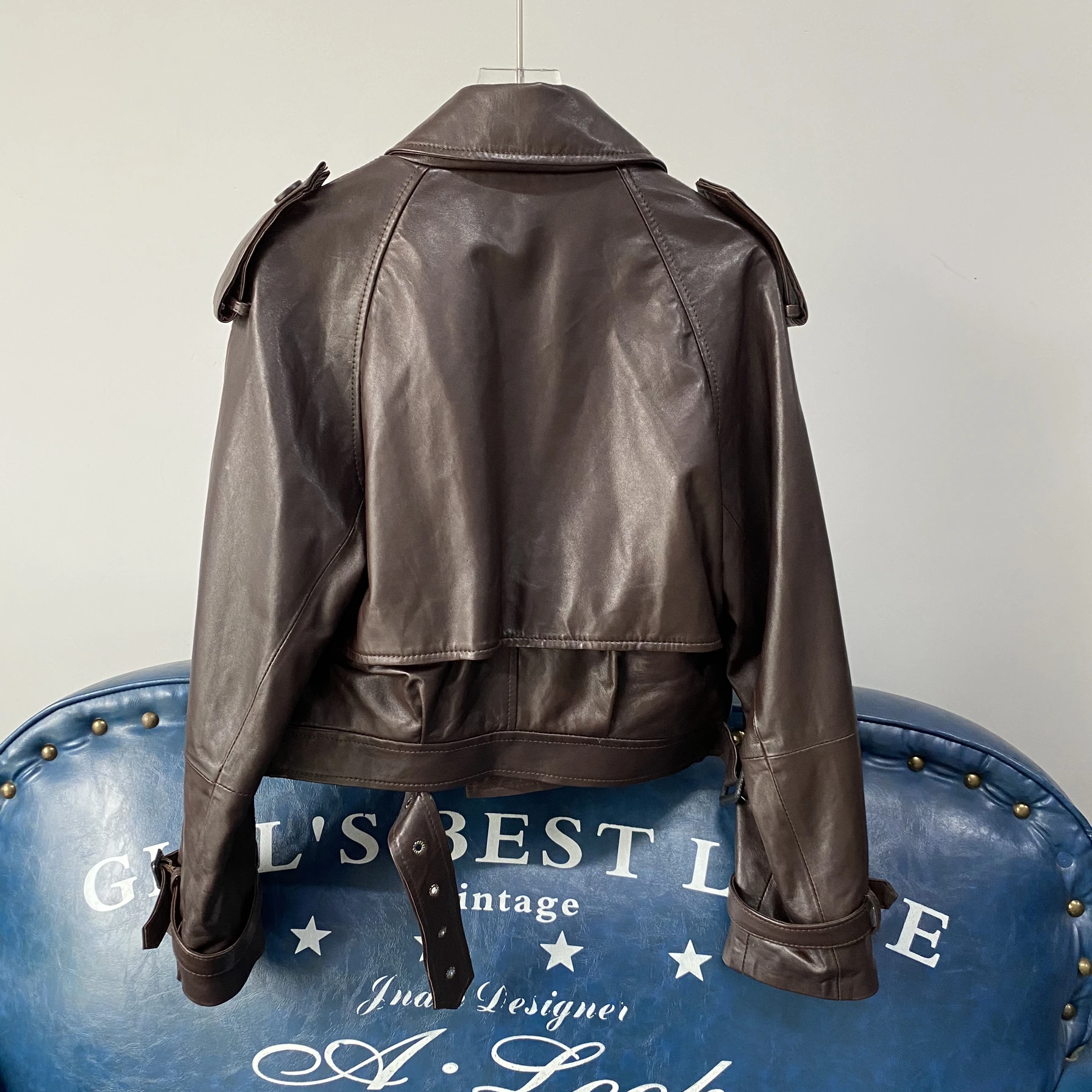   2024年新作 レディース オートバイ用 シープスキンレザージャケット スリムフィット トレンドアウター 韓国版