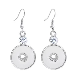 Hot Sale 021 Bohemia Cute Rhinestones 18mm Snap Button For Women Charms White K Plated Design Interchangeable Earrings Jewelry