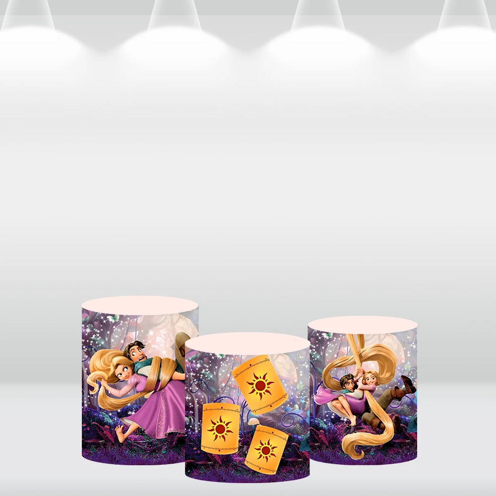 Rapunzel Princess Tangled Birthday Arch Cover Backdrops Photography Round Background Circle Lantern Candy Table Cylinder Covers