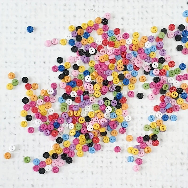 Mini Plastic Buttons for Dolls and Soft Toys Clothes, Assorted Colours and Designs, 3mm, 4mm, 5mm, 6mm, 100Pcs