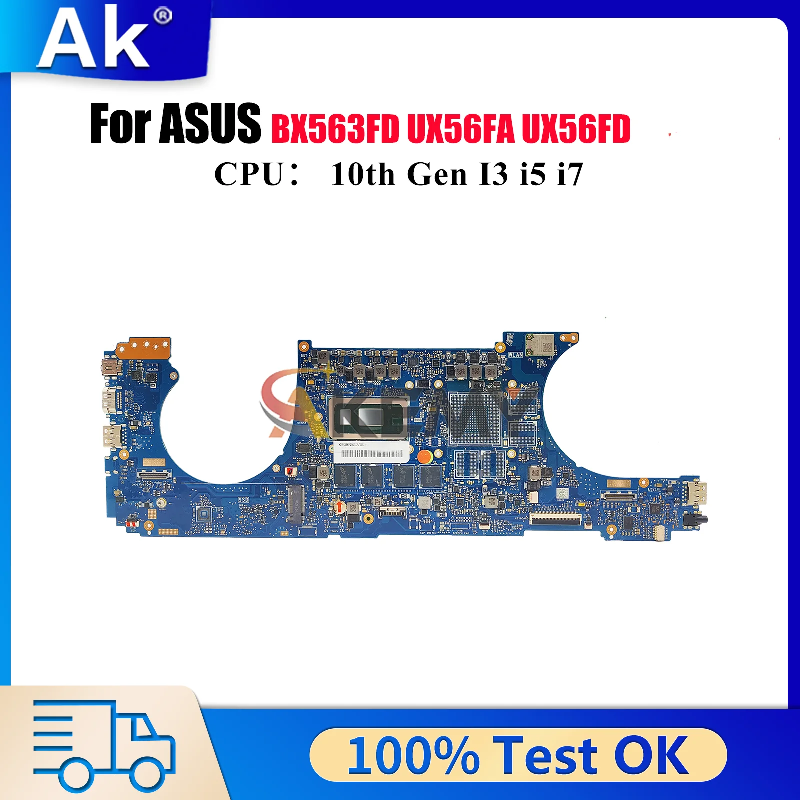 

UX563FA Laptop Motherboard For ASUS ZenBook UX56FD UX56FA BX563FD RX563FD Q536FD UX563 Notebook Mainboard With 10th Gen I3 i5 i7