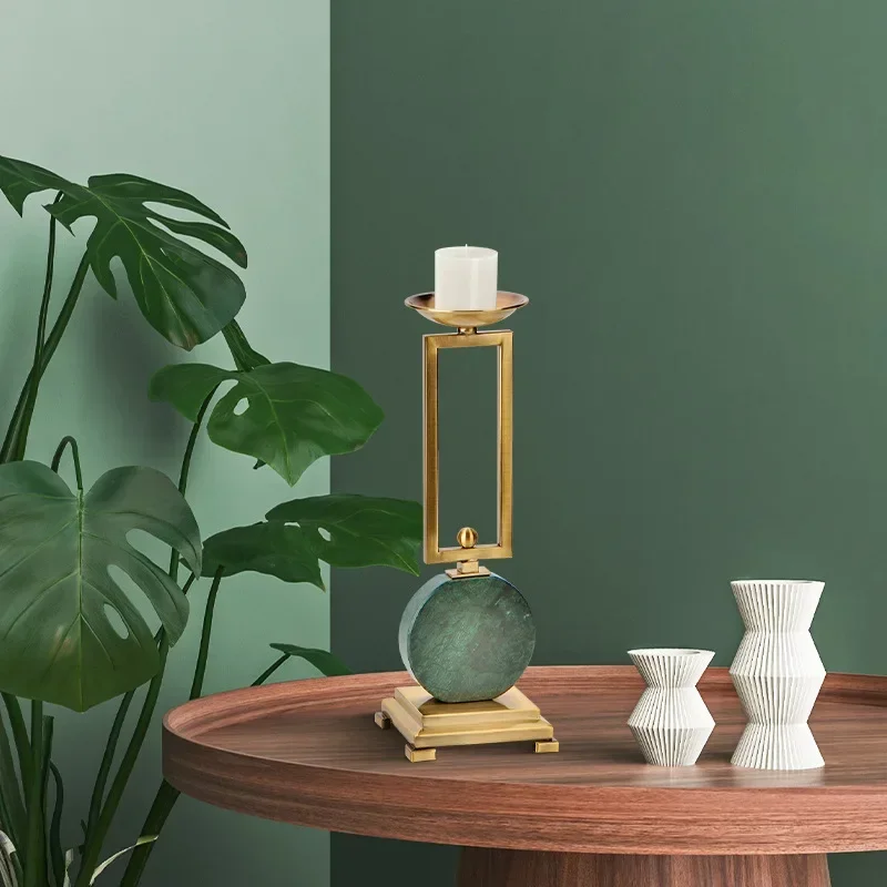 Gold Metal Nordic Candle Holders Marble Center Table Living Room Decoration Wedding Centerpieces Gift Home Decor Ornament