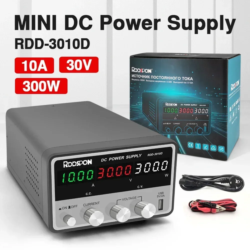 300W DC Laboratory Power Supply 30V 10A Regulator Switching Bench Power Bank Adjustable LCD Display Repair Tool