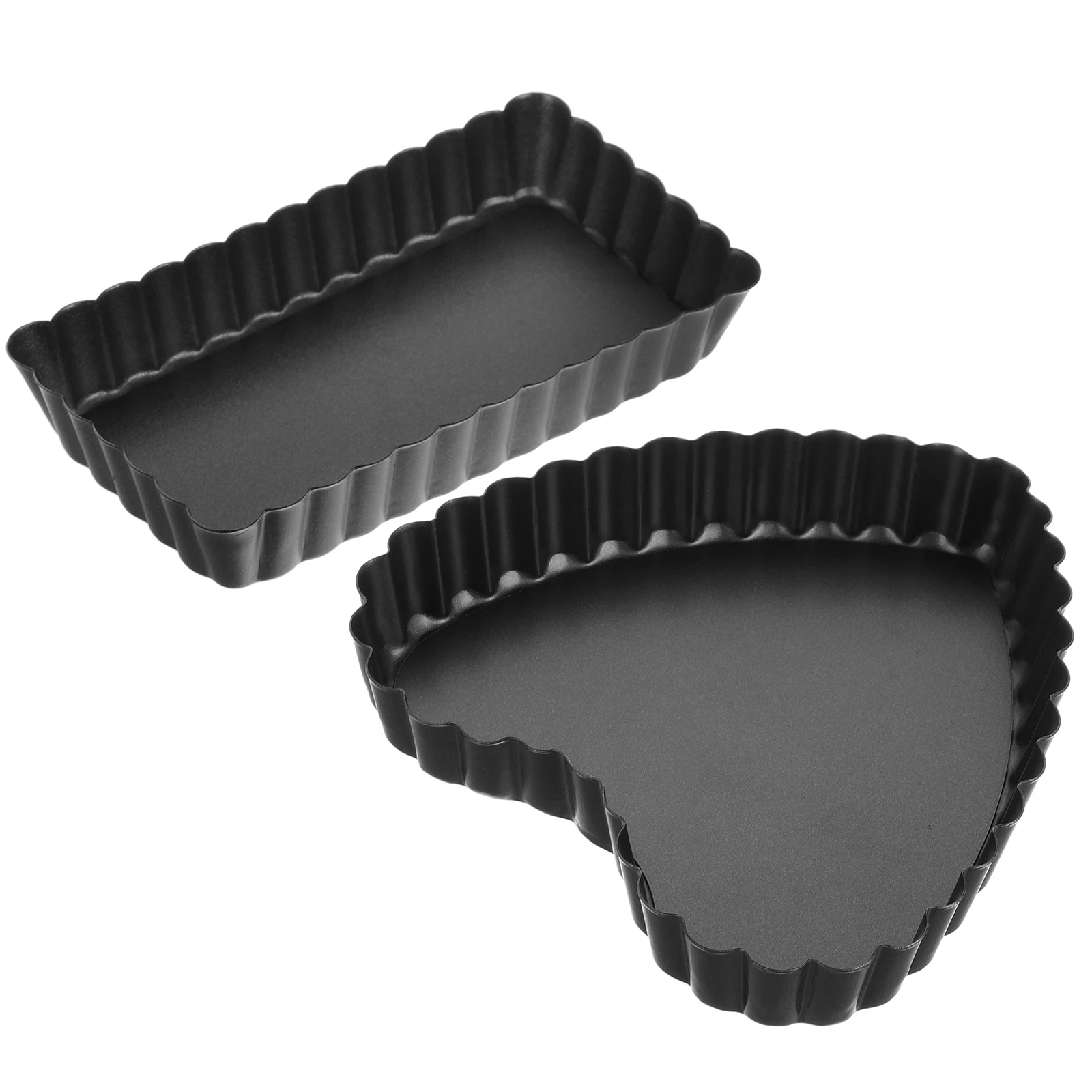 

2 Pcs Heart Shaped Cake Pans 4 5 Inch Removable Bottom Black Non Stick Coating Carbon Steel Baking Pan Rectangle Fruit Pie Pan