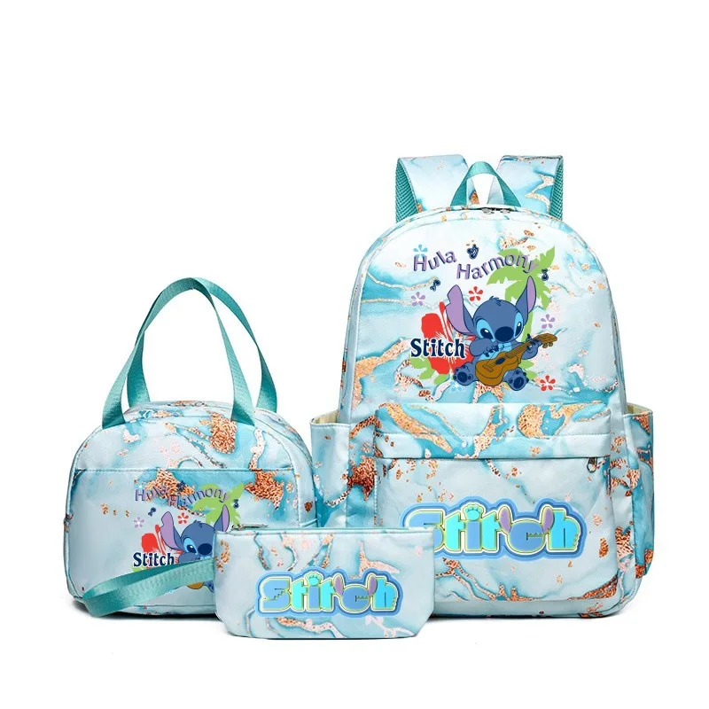 3Pcs/set Lilo Stitch Backpack Women Student Lunch Bag Large Capacity Schoolbag Teen Rucksack Women Leisure Schoolbag Sets