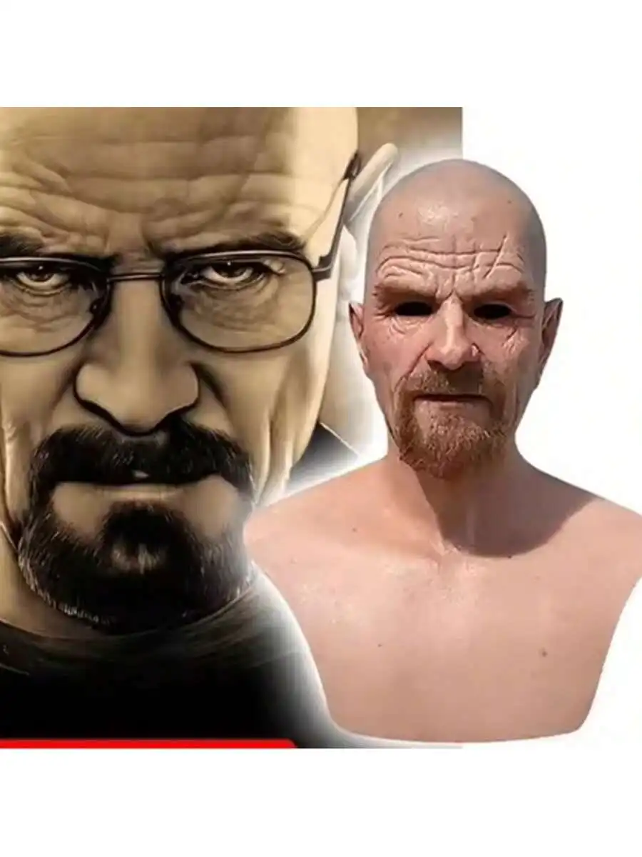 Realistische Glatze alter Mann Maske Breaking Bad Walter weiße Maske Heisenberg Latex Maske Erwachsene Halloween Cosplay Party Maskerade Requisiten – Detail 2