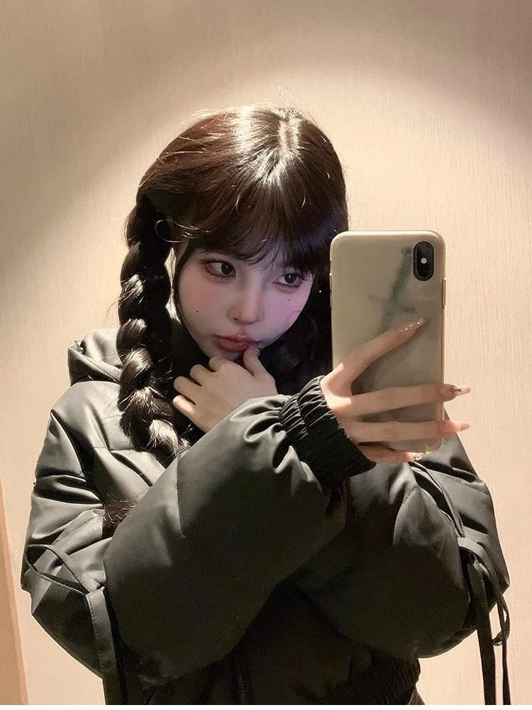 Halloween American style Hot Girl Black Hooded Cotton Jacket Autumn/Winter Harajuku Style Y2K Retro Trendy Women's Tops Emo