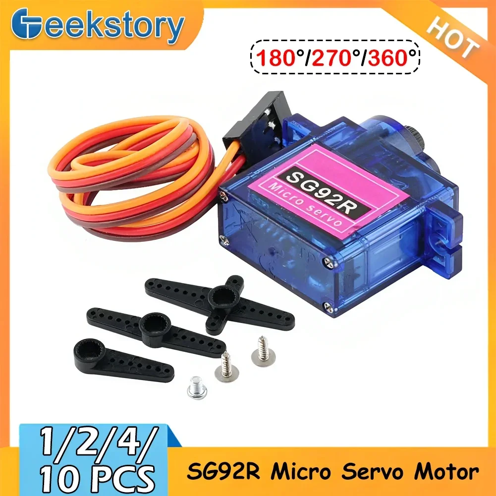 1/2/4/10 PCS SG92R 9g Micro Analog Servo Motor 180/270/360 Degree Continuous Rotation for RC Airplane Helicopter Car Boat Robot