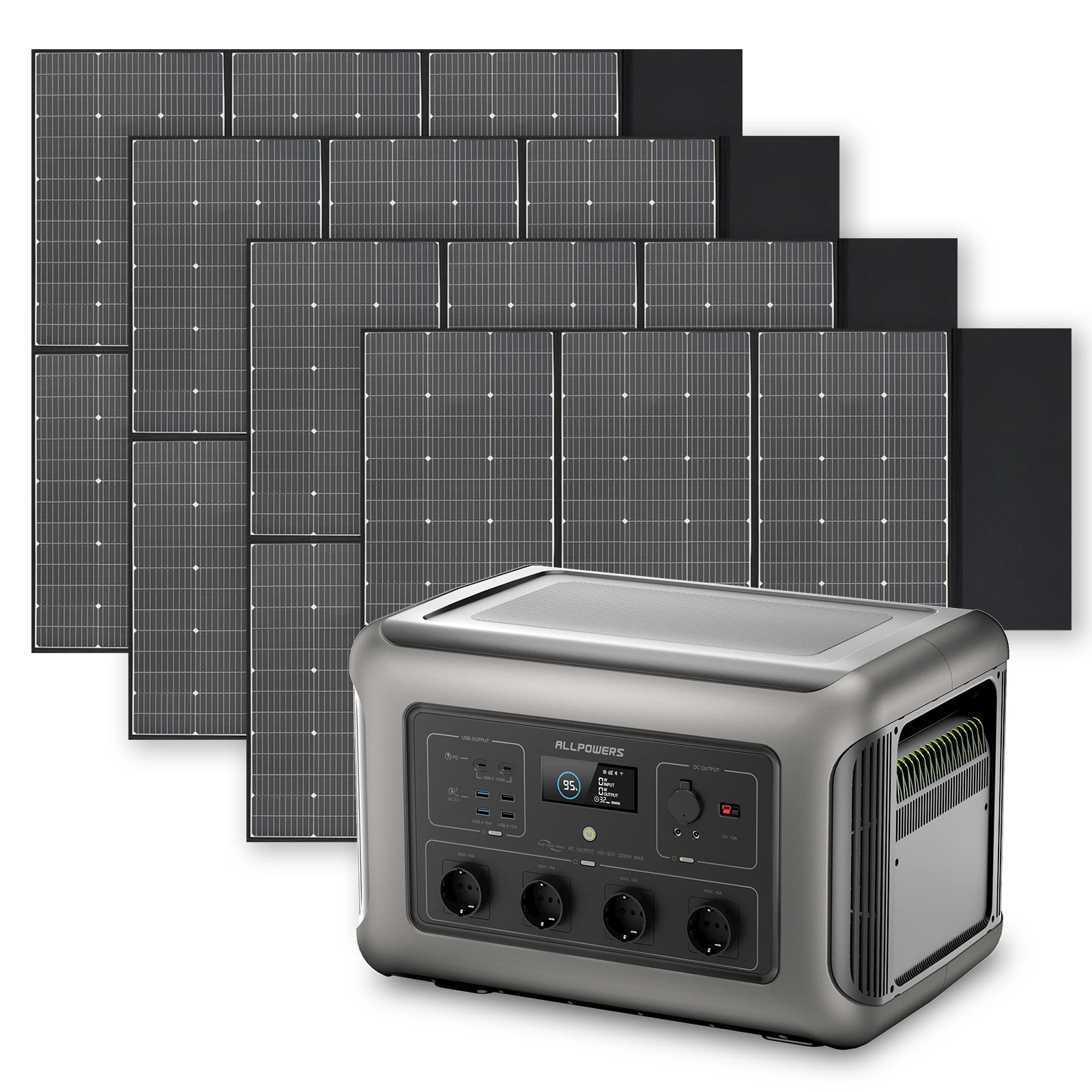 Allpowers Draagbare Batterij Generator 3500W Noodstroomvoorziening 3168wh Powerstation Met 2400W 1800W 1200W 600W Solarpanel