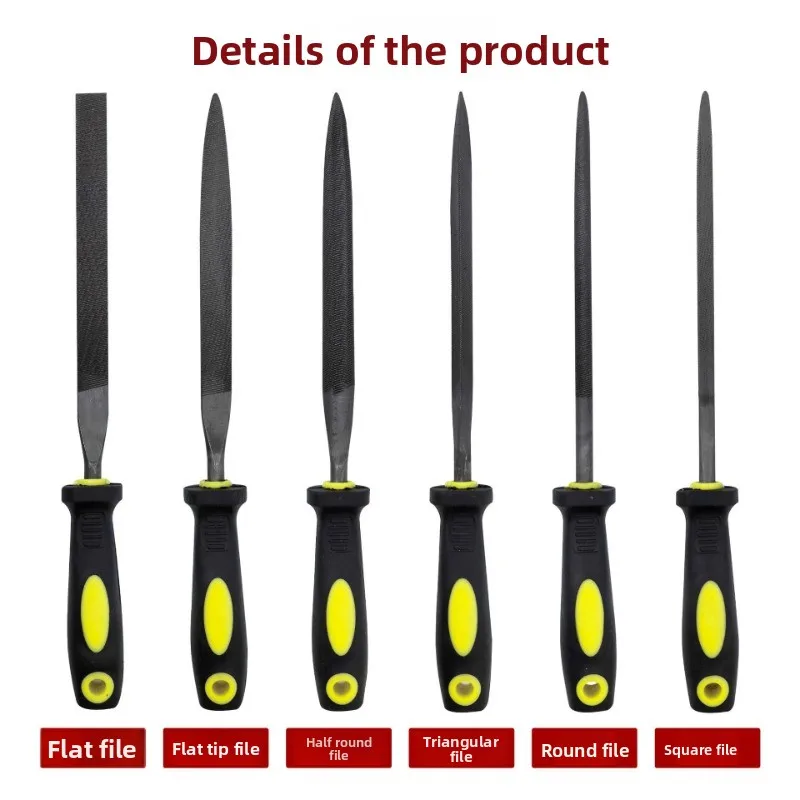 6Pcs Multi-Use Needle Files - Flat/Half-Round/Round/Triangle/Square Shapes for DIY Jewelry & Metal Craft Polishing Tools
